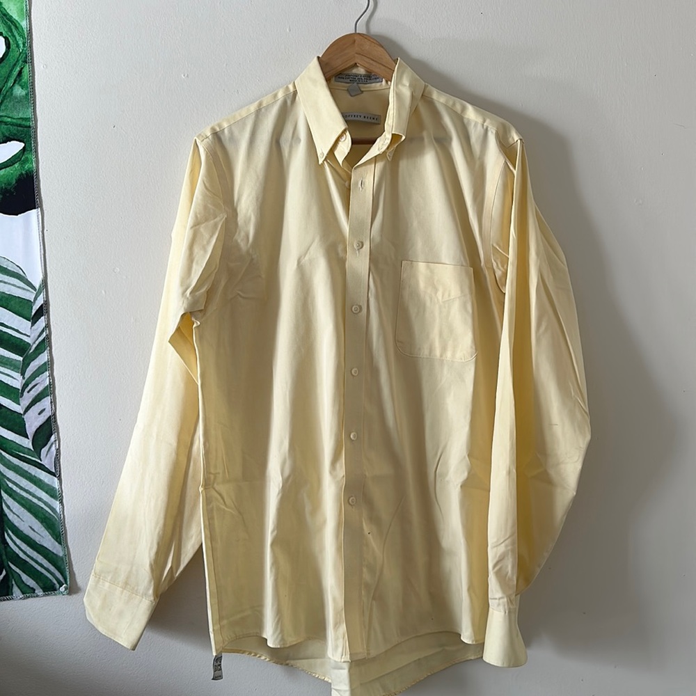 Geoffrey Beene Button Down Long Sleeve Yellow Dress Shirt